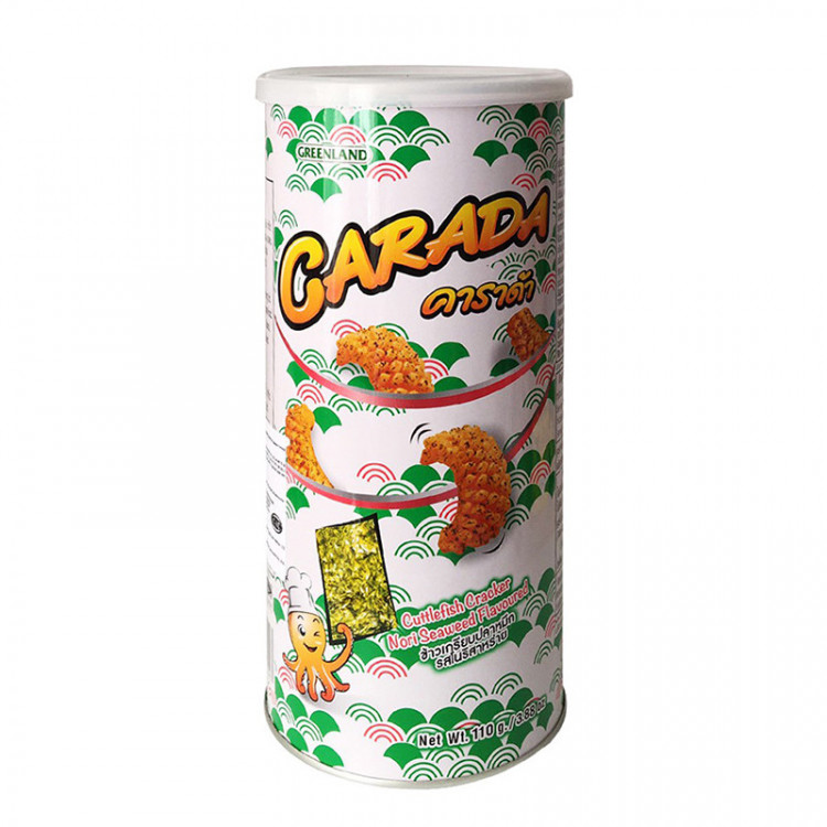 Крекеры рисовые с натуральной каракатицей и водорослями Нори Carada, ж/б, 110 гр