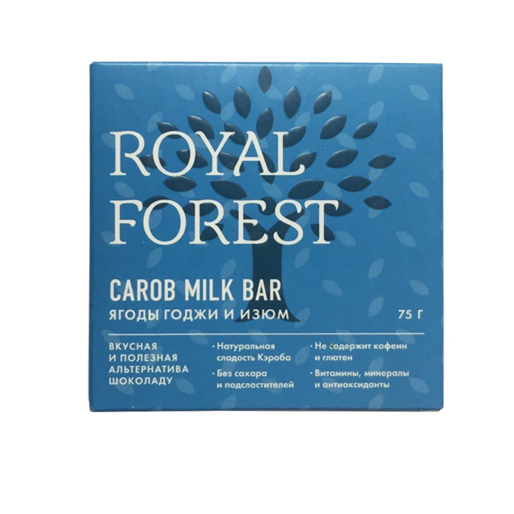 Шоколад из кэроба с годжи и изюмом Royal Forest, 75 гр