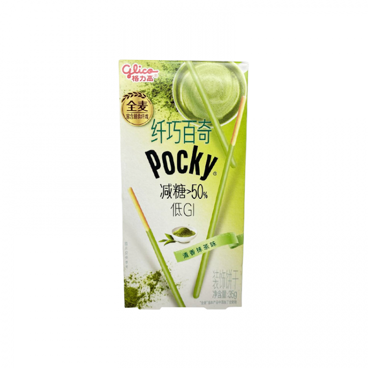 ПОКИ бисквитные палочки со вкусом ароматного чая матча Glico, 35 г