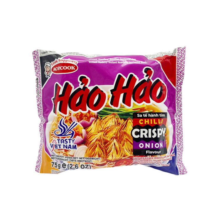 Лапша б/п со вкусом хрустящего лука в соусе чили HAO HAO,75 г
