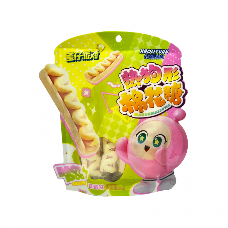 Маршмэллоу в виде хот-дога со вкусом клубники HaoLiYang, 60 г