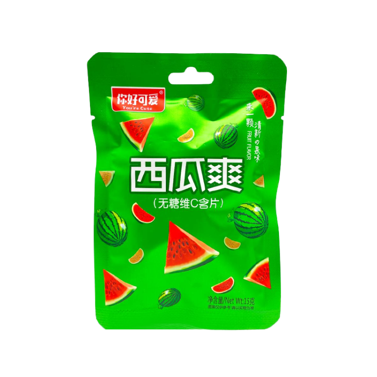 Освежающие леденцы с холодком без сахара со вкусом арбуза, 15 г