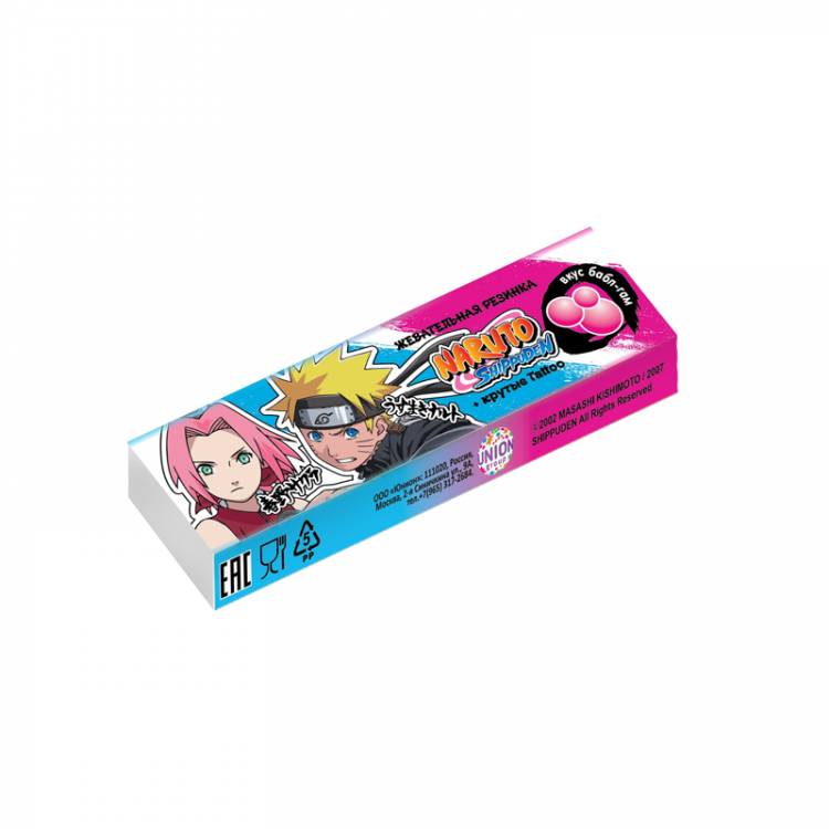 Жевательная резинка со вкусом Бабл-Гам + переводное тату "Naruto Shippuden", 12 гр