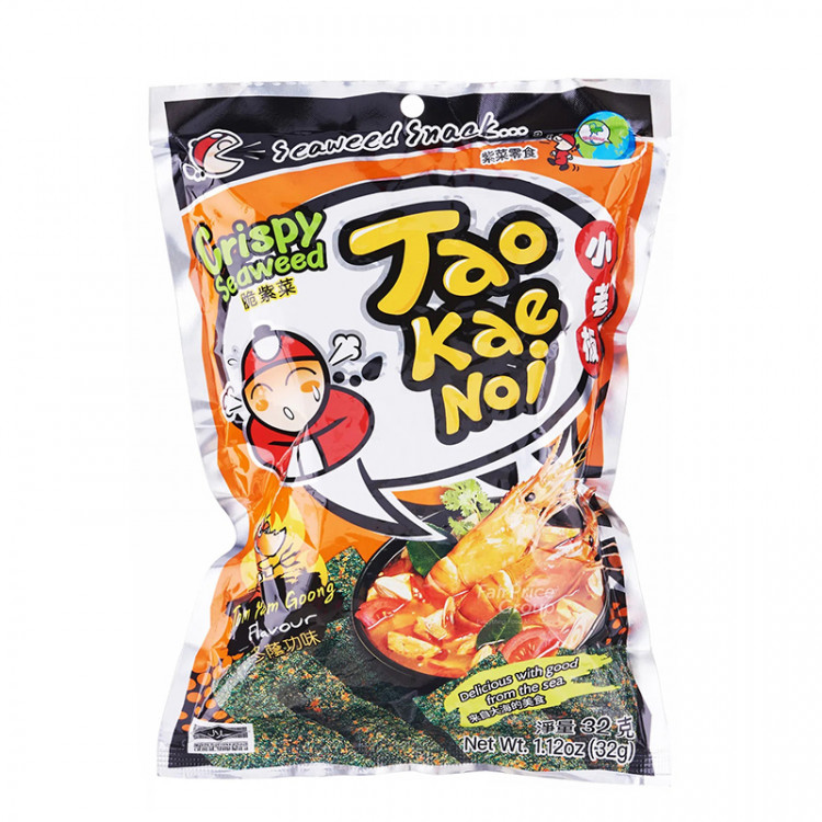 Снеки из морских водорослей со вкусом креветки Том Ям Кунг TAO KAE NOI, 15 гр