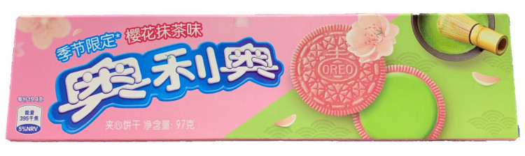 Печенье Oreo из сакуры со вкусом зеленого чая, 95 гр