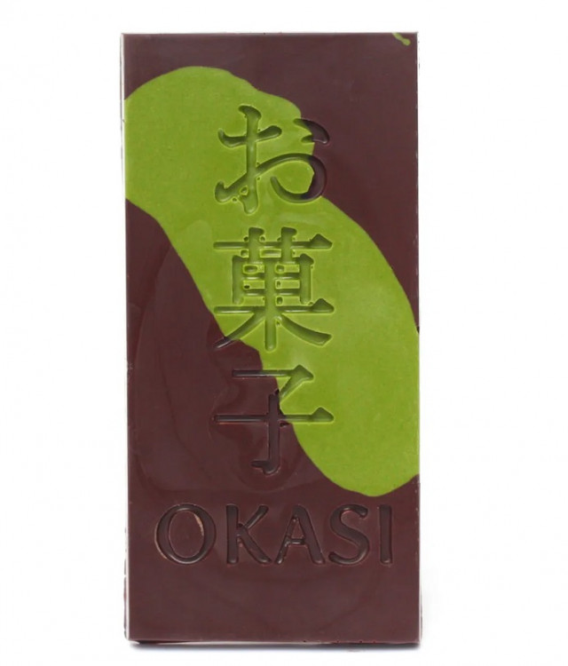 Шоколад темный и белый с чаем матча Okasi Signature 61%, 85 гр