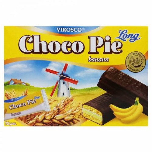 Печенье Choco Pie Long Банан Вироско, 216 г