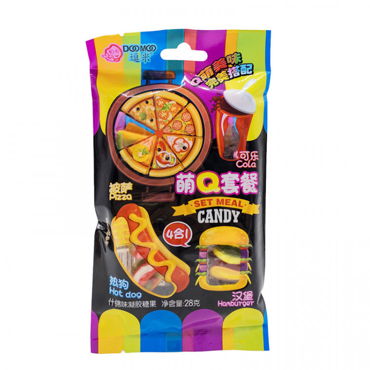 Конфеты жевательные Сет (пицца, кола, хотдог, гамбургер), 28 гр