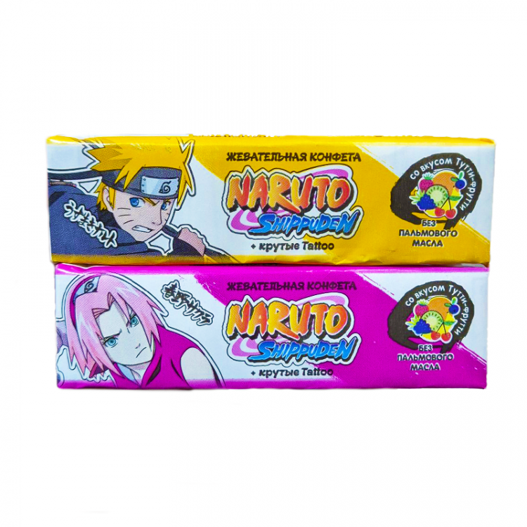 Жевательная конфета со вкусом Тутти-Фрутти + переводное тату "Naruto Shippuden", 25 г