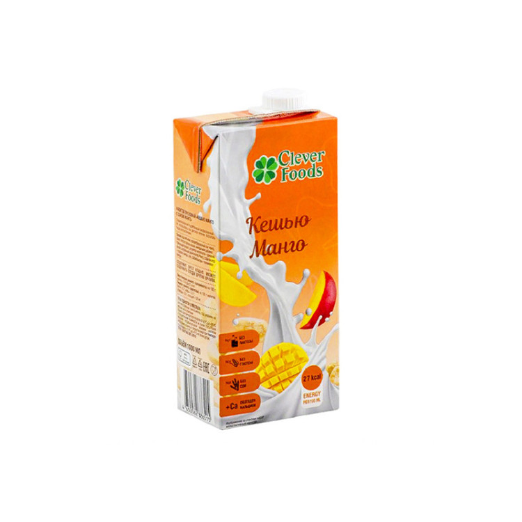 Напиток ореховый Кешью с соком манго Clever Foods, 1 л ВЫВОД