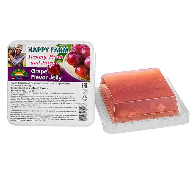 Желе фруктовое Виноград, кокос и конняку Happy Farm, 105 грВЫВОД