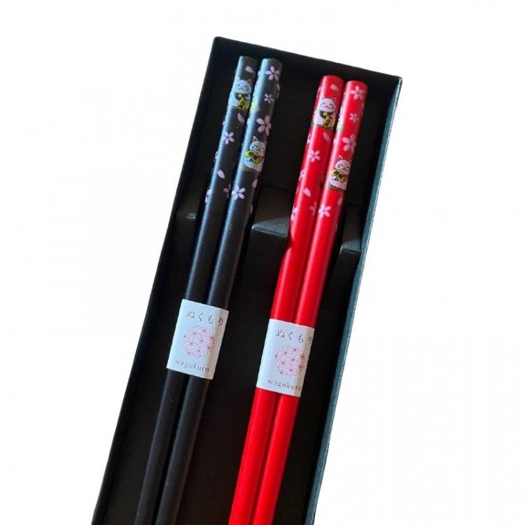Палочки для еды в подарочной упаковке (черн/крас) Tanaka, 2 пары