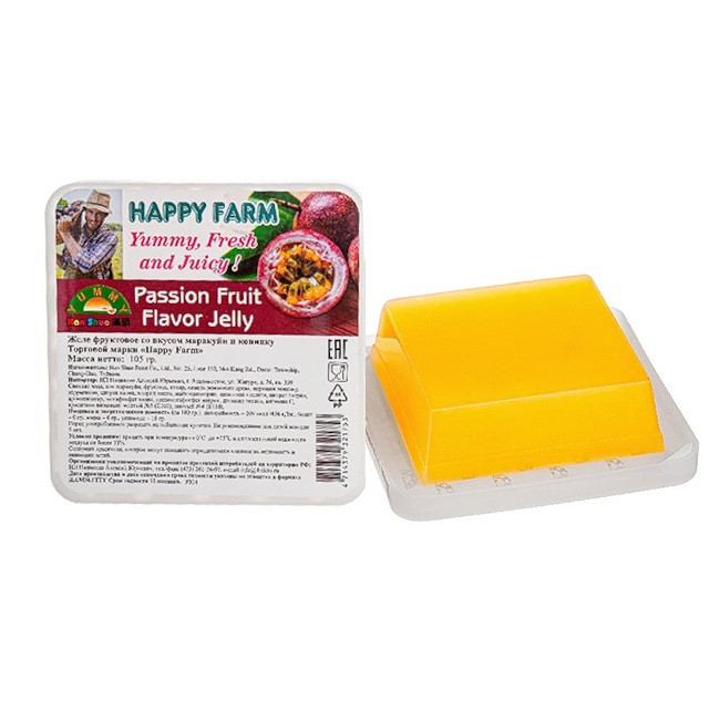 Желе фруктовое Маракуйя, фрукты и конняку Happy Farm, 105 грВЫВОД