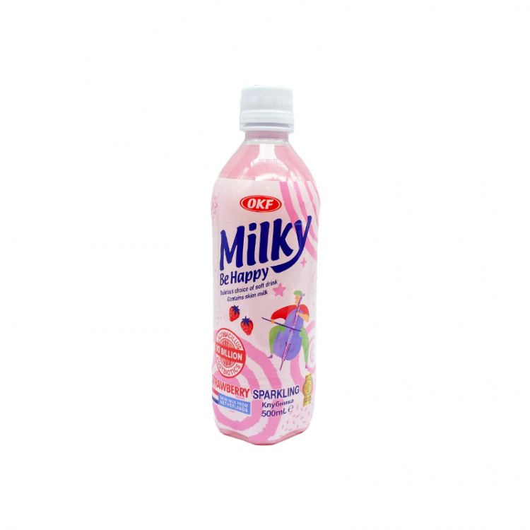 Напиток газированный безалкогольный Клубника Milky be Happy OKF, Корея, 500 мл