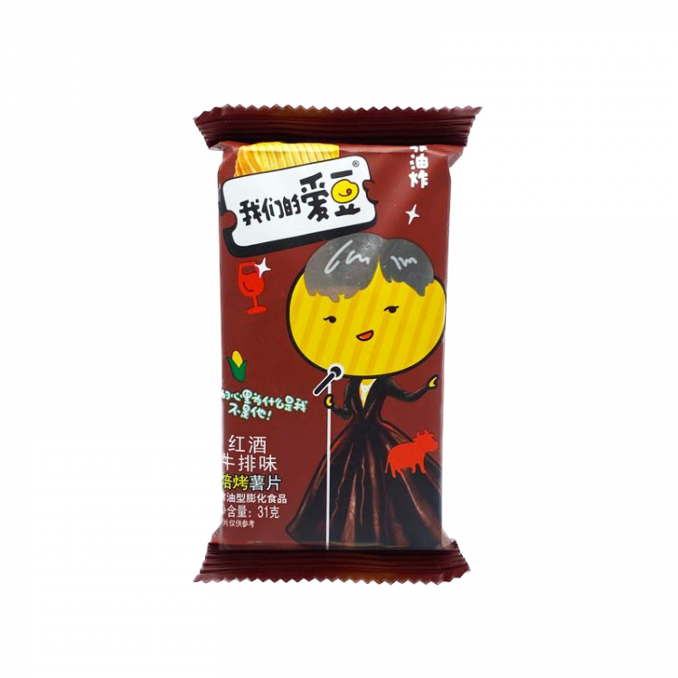 Чипсы картофельные запеченные со вкусом говяжьего стейка "Weilong", 31 гр