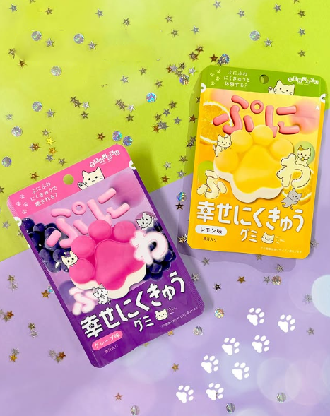 Мягкие жевательные конфеты в форме кошачьих лапок: вкус лимона, 30 г, SENJAKU, Япония