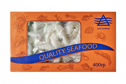 Креветки очищенные с хвостиком с/м 31/40 Arti Seafood, 400 г ВЫВОД