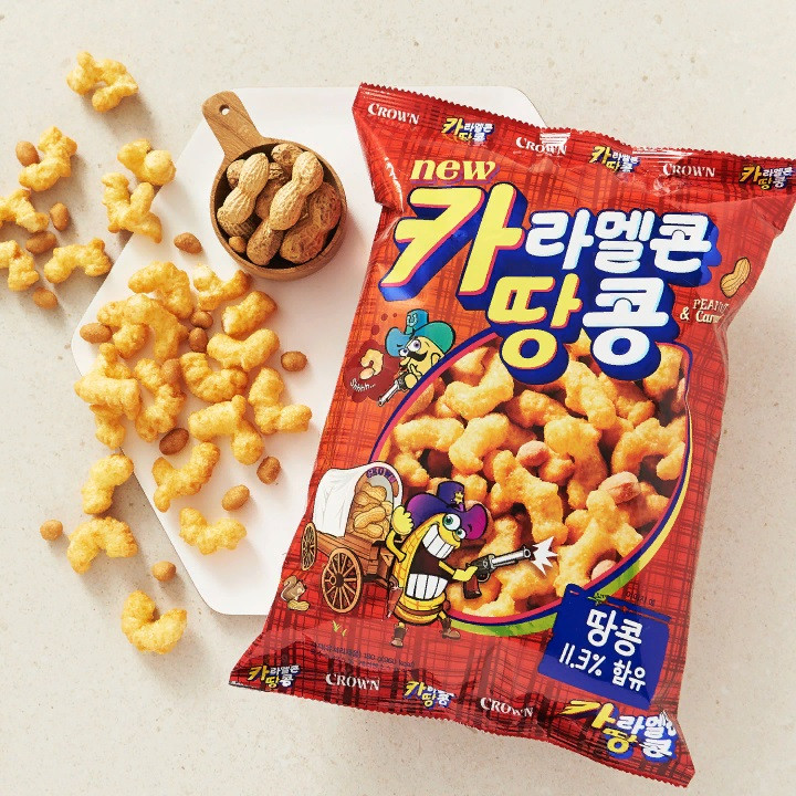 Палочки кукурузные в карамельно-арахисовой глазури Crown, 72 гр