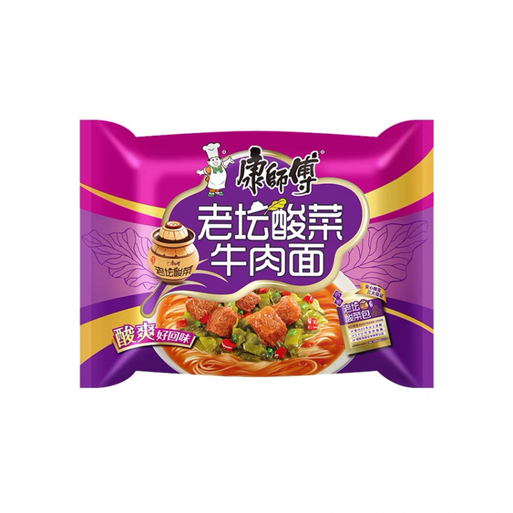 Лапша б/п со вкусом квашеной капусты и говядины Kangshifu, 117 г