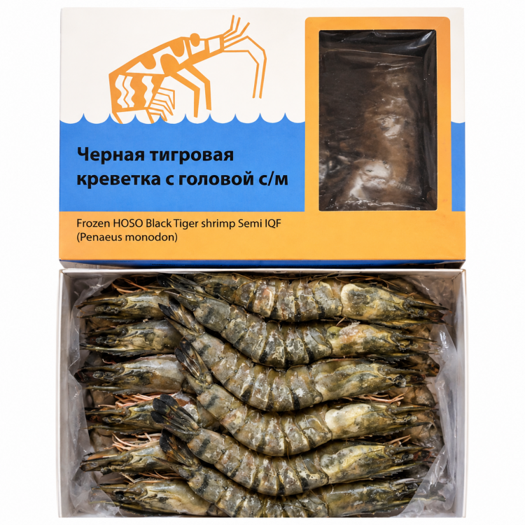 Тигровые креветки черные 8/12  с/м с/г Risma, 1кг Бангладеш