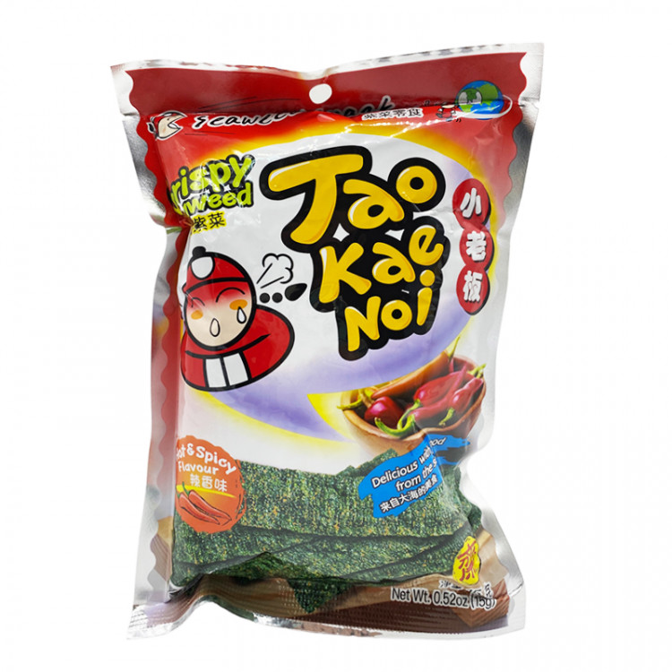 Снеки из морских водорослей с красным перцем TAO KAE NOI, 15 гр