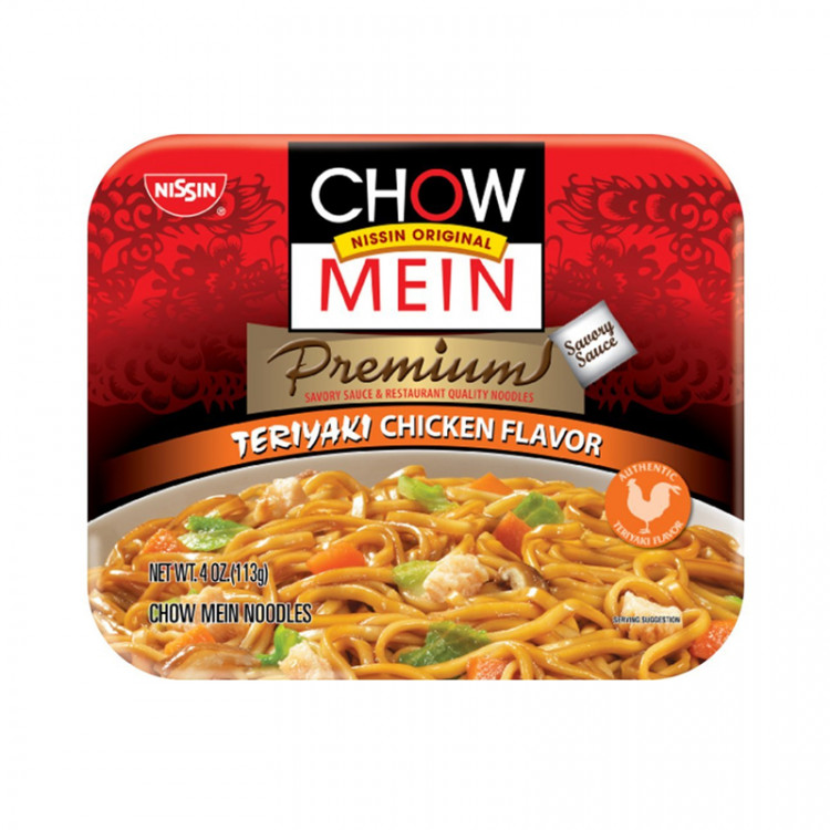 Лапша б\п Ниссин Чау-Мейн с курицей Терияки и пикантным соусом, 113 гр