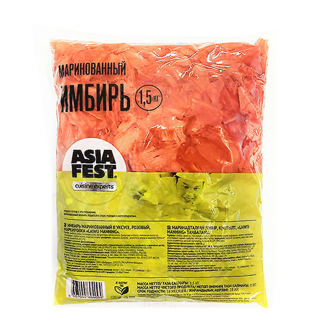 Имбирь маринованный розовый Asia Fest, 1 кг (нетто 1,5 кг)