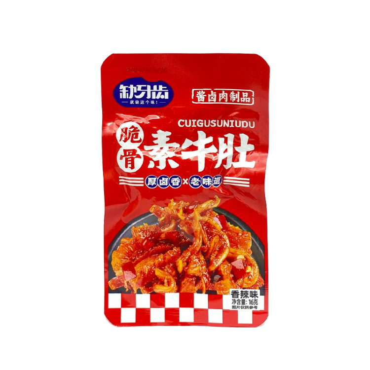 Снек Queyachi Хрустящий говяжий желудок со специями (Очень острый) 16 г, КНР