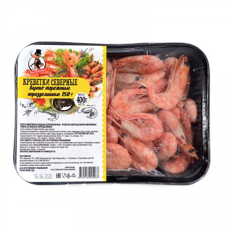 Креветки северные н/р в/м 150+, 400 гр ВЫВОД