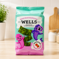Морская капуста WELLS обжаренная в кунжутном масле со вкусом клубники, 5 г
