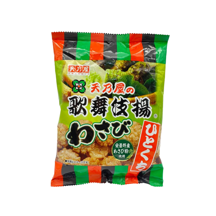 Снек рисовый жареный со вкусом васаби Амоноя Кабуки, 60 гр.